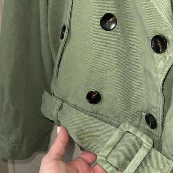 Blank NYC jacket Green Double-Breasted cropped trench medium NEW moto - Picture 3 of 5